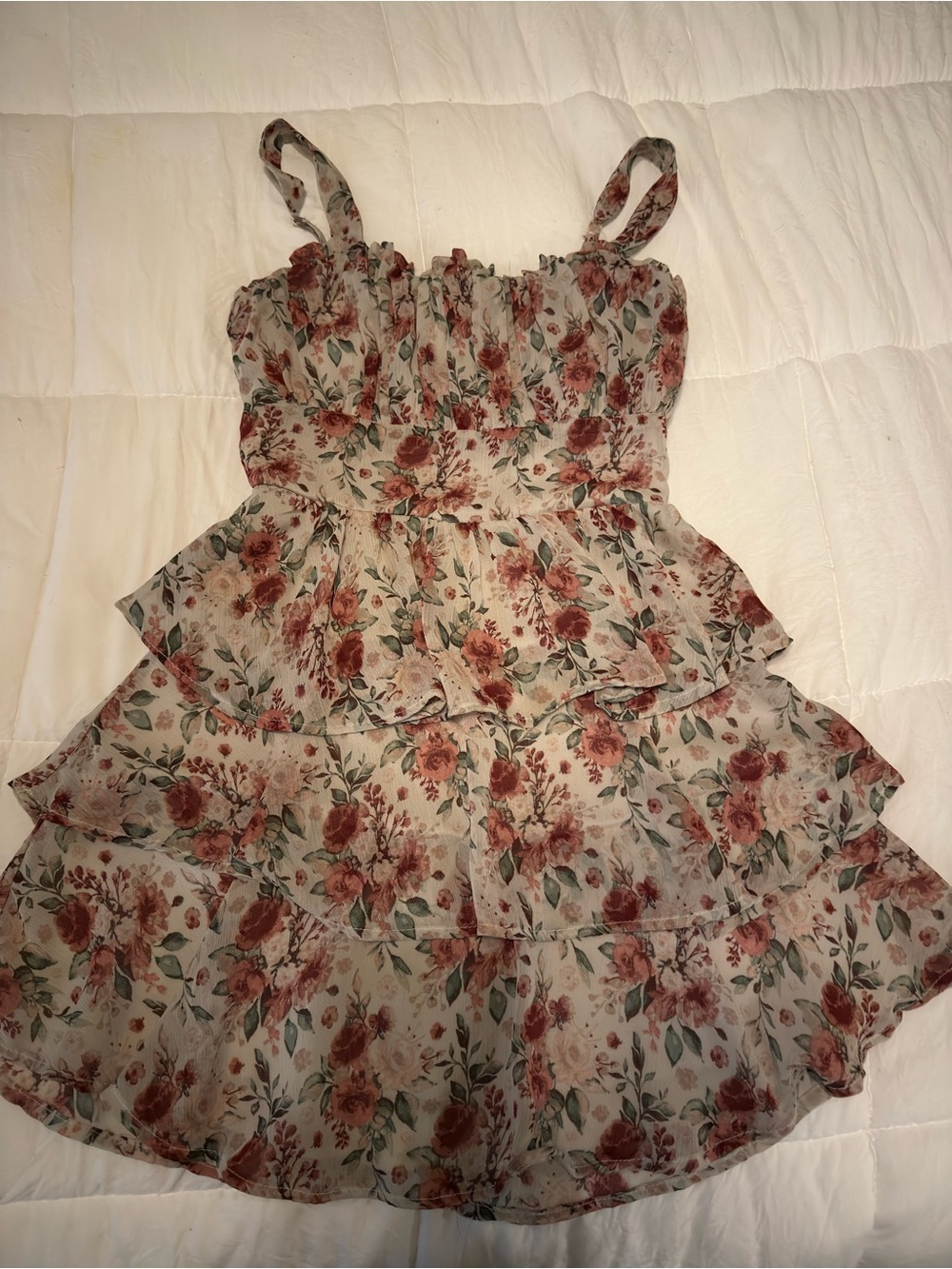 Altar'd State Floral Tiered Mini Dress